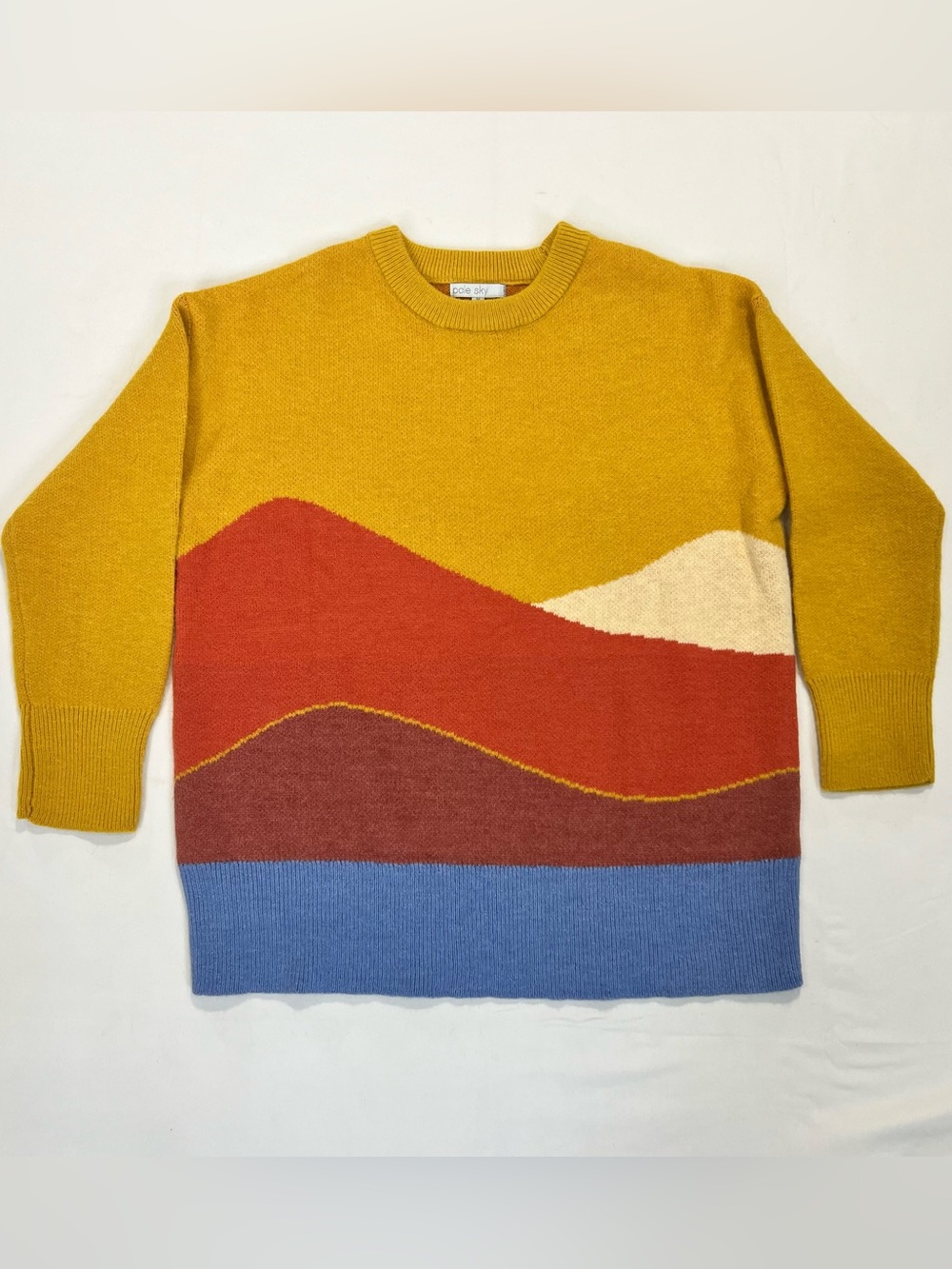 Colorblock Crewneck Sweater in Mustard Multi - Casual Knit